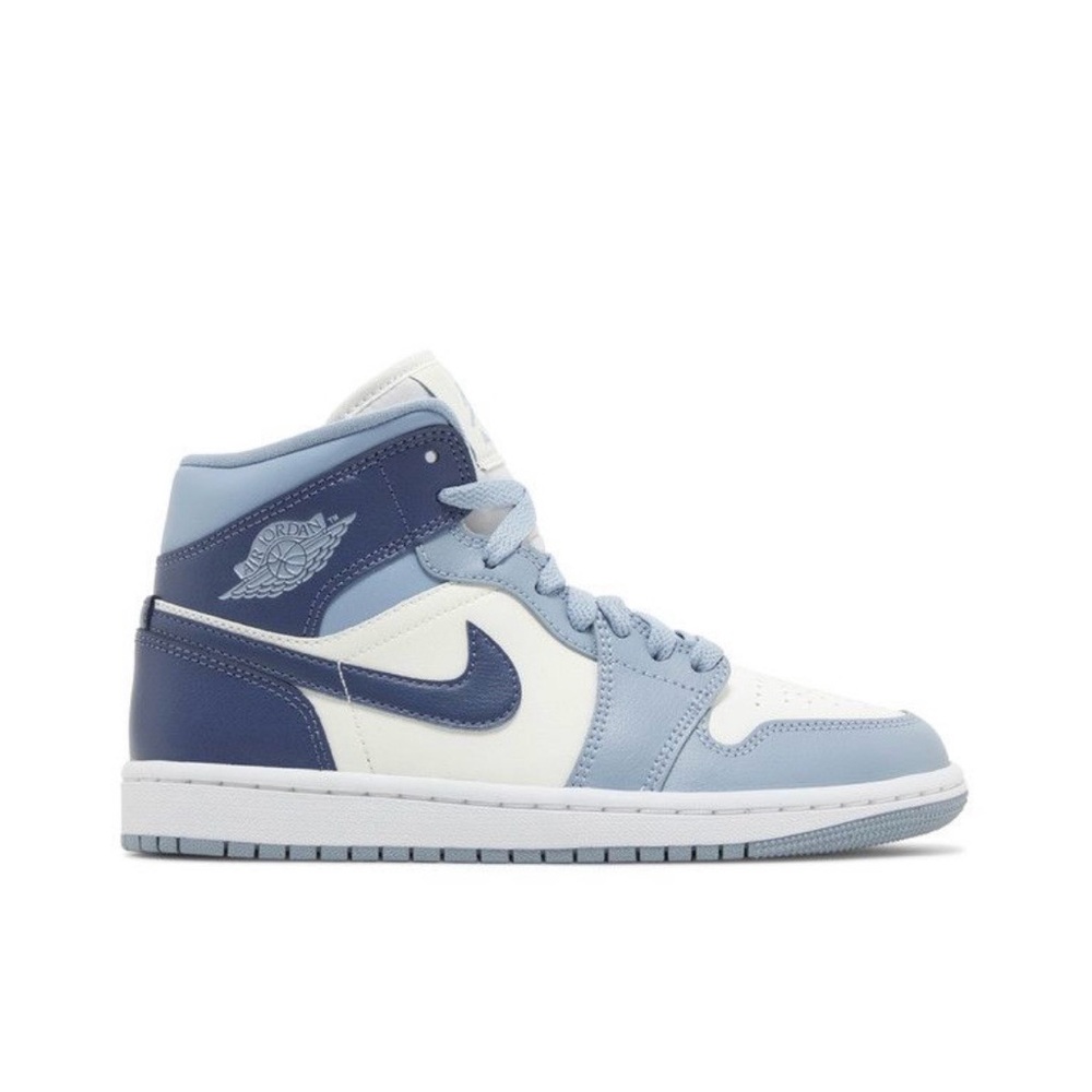 NWT Women’s Jordan 1 Mid in Sail and Diffused Blue